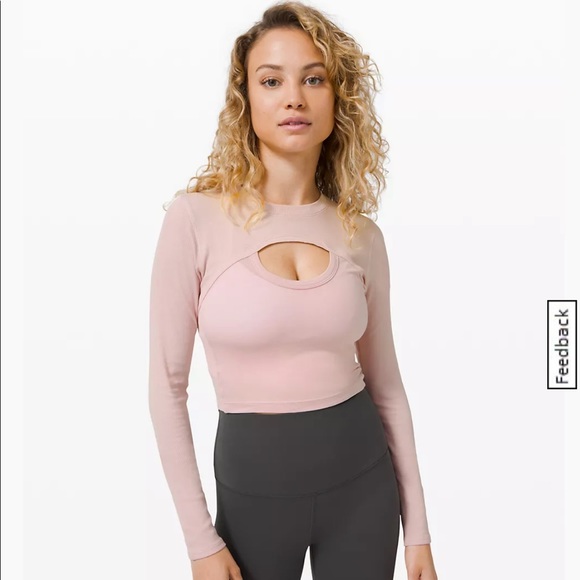 lululemon athletica Tops - NWOT black Lululemon keyhole crop top long sleeve | Size 6
